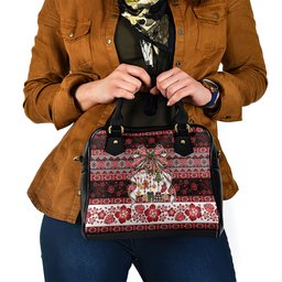 New Zealand Kowhaiwhai Taniko Christmas Bow Shoulder Handbag Meri Kirihimete