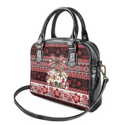 New Zealand Kowhaiwhai Taniko Christmas Bow Shoulder Handbag Meri Kirihimete