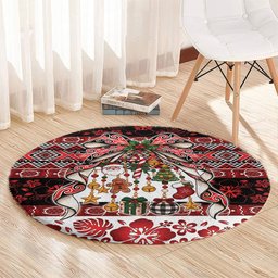 New Zealand Kowhaiwhai Taniko Christmas Bow Round Carpet Meri Kirihimete
