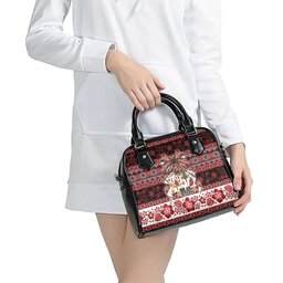 New Zealand Kowhaiwhai Taniko Christmas Bow Shoulder Handbag Meri Kirihimete