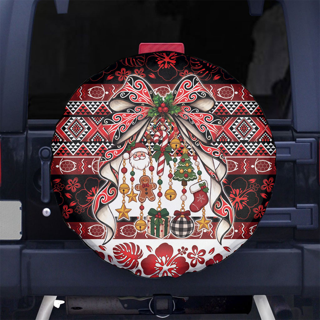 New Zealand Kowhaiwhai Taniko Christmas Bow Spare Tire Cover Meri Kirihimete