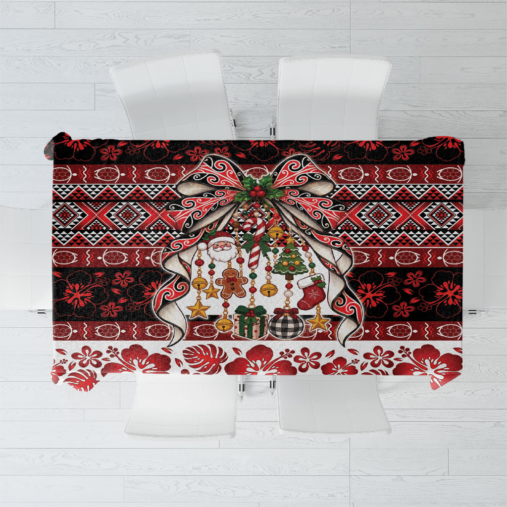 New Zealand Kowhaiwhai Taniko Christmas Bow Tablecloth Meri Kirihimete