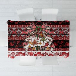 New Zealand Kowhaiwhai Taniko Christmas Bow Tablecloth Meri Kirihimete