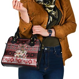 New Zealand Kowhaiwhai Taniko Christmas Bow Shoulder Handbag Meri Kirihimete