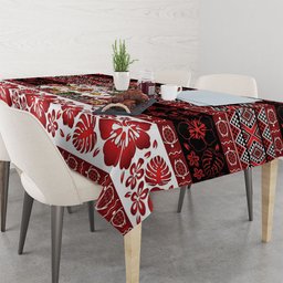 New Zealand Kowhaiwhai Taniko Christmas Bow Tablecloth Meri Kirihimete