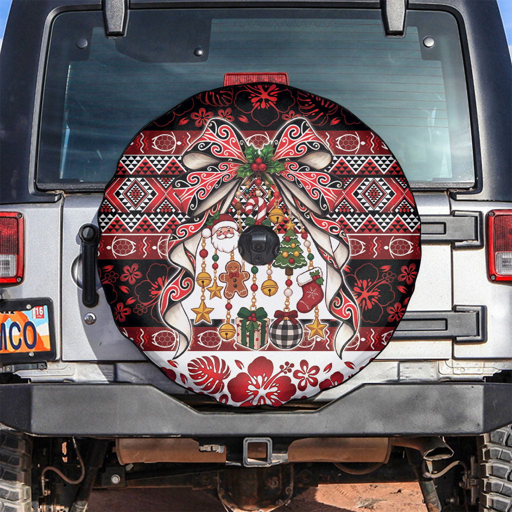 New Zealand Kowhaiwhai Taniko Christmas Bow Spare Tire Cover Meri Kirihimete