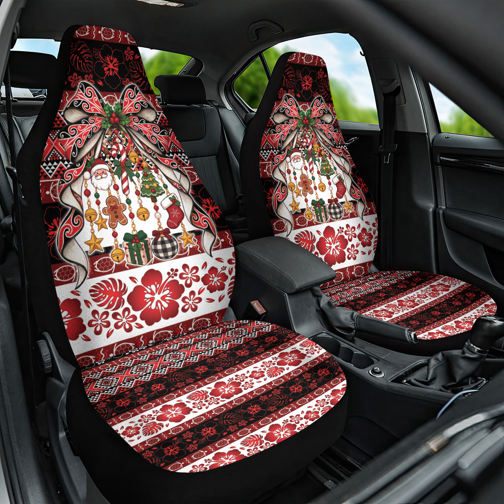 New Zealand Kowhaiwhai Taniko Christmas Bow Car Seat Cover Meri Kirihimete