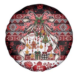 New Zealand Kowhaiwhai Taniko Christmas Bow Spare Tire Cover Meri Kirihimete
