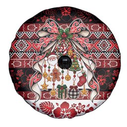 New Zealand Kowhaiwhai Taniko Christmas Bow Spare Tire Cover Meri Kirihimete