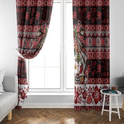 New Zealand Kowhaiwhai Taniko Christmas Bow Window Curtain Meri Kirihimete