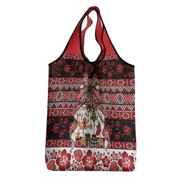 New Zealand Kowhaiwhai Taniko Christmas Bow Grocery Bag Meri Kirihimete