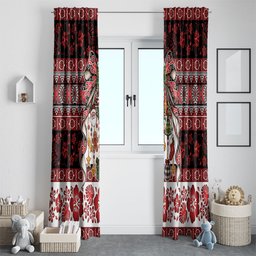 New Zealand Kowhaiwhai Taniko Christmas Bow Window Curtain Meri Kirihimete