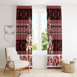 New Zealand Kowhaiwhai Taniko Christmas Bow Window Curtain Meri Kirihimete