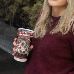New Zealand Kowhaiwhai Taniko Christmas Bow Tumbler Cup Meri Kirihimete