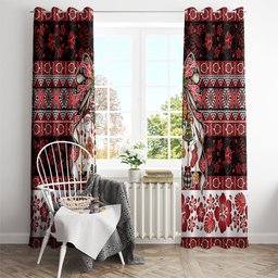 New Zealand Kowhaiwhai Taniko Christmas Bow Window Curtain Meri Kirihimete