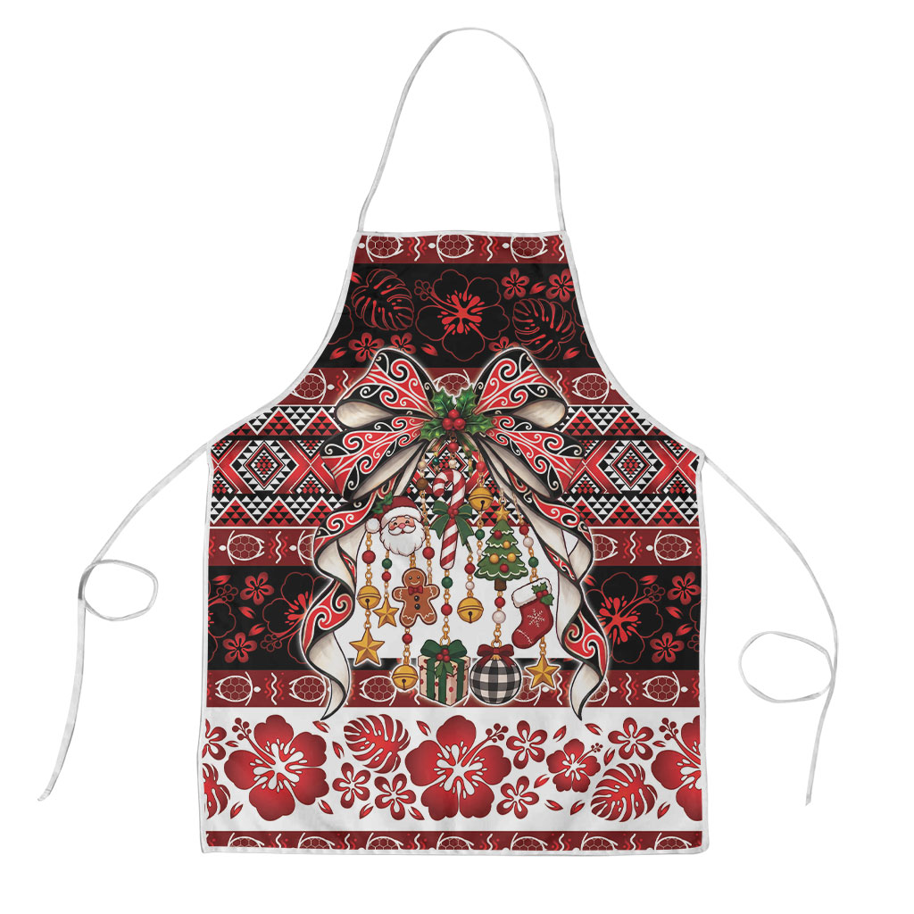 New Zealand Kowhaiwhai Taniko Christmas Bow Apron Meri Kirihimete