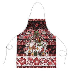 New Zealand Kowhaiwhai Taniko Christmas Bow Apron Meri Kirihimete