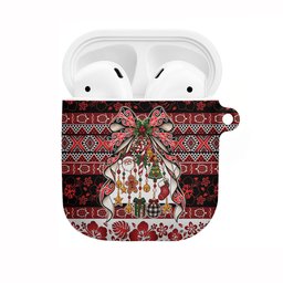 New Zealand Kowhaiwhai Taniko Christmas Bow AirPods Case Meri Kirihimete
