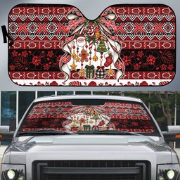 New Zealand Kowhaiwhai Taniko Christmas Bow Auto Sun Shade Meri Kirihimete