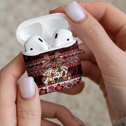 New Zealand Kowhaiwhai Taniko Christmas Bow AirPods Case Meri Kirihimete