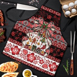 New Zealand Kowhaiwhai Taniko Christmas Bow Apron Meri Kirihimete
