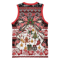 New Zealand Kowhaiwhai Taniko Christmas Bow Basketball Jersey Meri Kirihimete