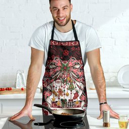 New Zealand Kowhaiwhai Taniko Christmas Bow Apron Meri Kirihimete