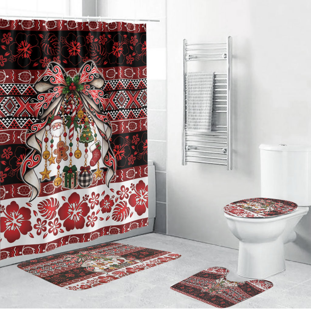 New Zealand Kowhaiwhai Taniko Christmas Bow Bathroom Set Meri Kirihimete