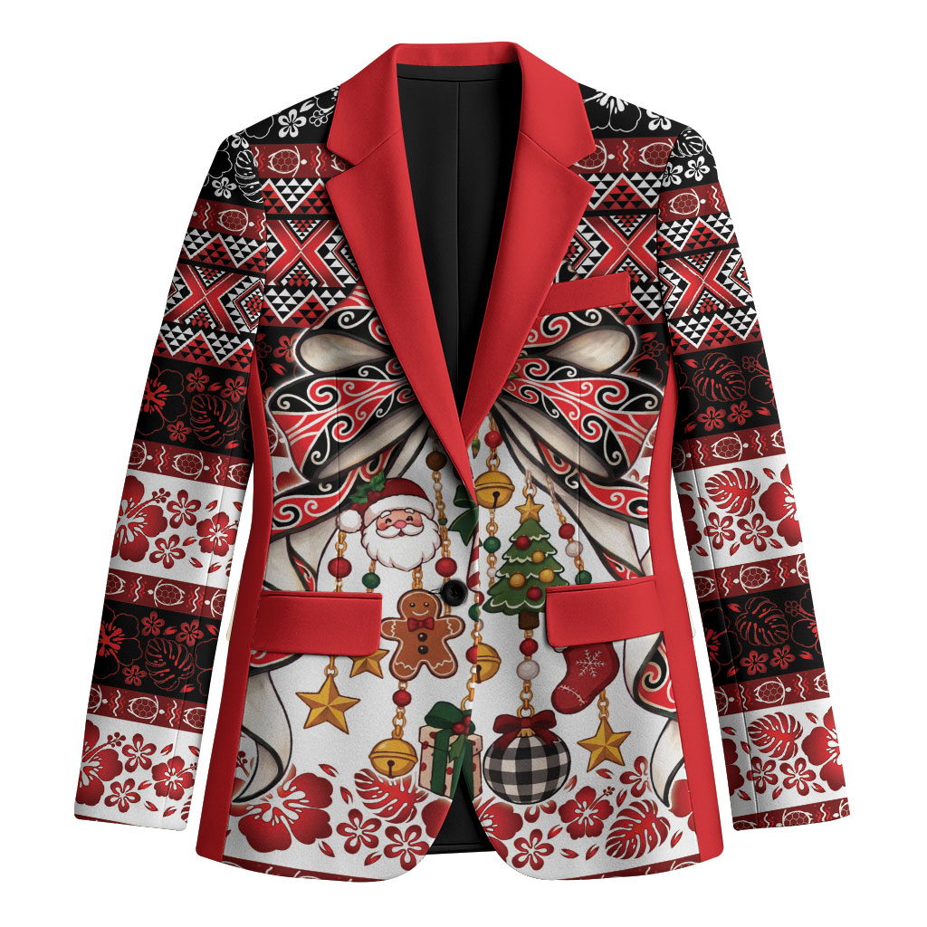 New Zealand Kowhaiwhai Taniko Christmas Bow Blazer Meri Kirihimete