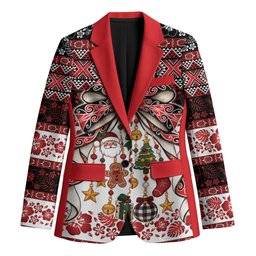 New Zealand Kowhaiwhai Taniko Christmas Bow Blazer Meri Kirihimete