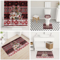 New Zealand Kowhaiwhai Taniko Christmas Bow Bathroom Set Meri Kirihimete