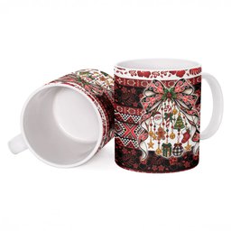 New Zealand Kowhaiwhai Taniko Christmas Bow Ceramic Mug Meri Kirihimete