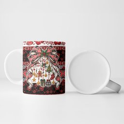 New Zealand Kowhaiwhai Taniko Christmas Bow Ceramic Mug Meri Kirihimete