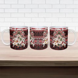 New Zealand Kowhaiwhai Taniko Christmas Bow Ceramic Mug Meri Kirihimete
