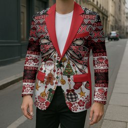 New Zealand Kowhaiwhai Taniko Christmas Bow Blazer Meri Kirihimete