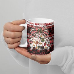 New Zealand Kowhaiwhai Taniko Christmas Bow Ceramic Mug Meri Kirihimete