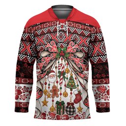 New Zealand Kowhaiwhai Taniko Christmas Bow Hockey Jersey Meri Kirihimete