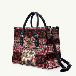New Zealand Kowhaiwhai Taniko Christmas Bow Leather Bag Meri Kirihimete