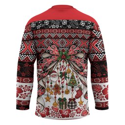 New Zealand Kowhaiwhai Taniko Christmas Bow Hockey Jersey Meri Kirihimete