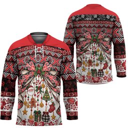 New Zealand Kowhaiwhai Taniko Christmas Bow Hockey Jersey Meri Kirihimete