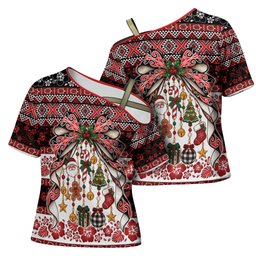 New Zealand Kowhaiwhai Taniko Christmas Bow Cross Shoulder Shirt Meri Kirihimete