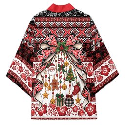 New Zealand Kowhaiwhai Taniko Christmas Bow Kimono Meri Kirihimete