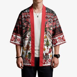 New Zealand Kowhaiwhai Taniko Christmas Bow Kimono Meri Kirihimete