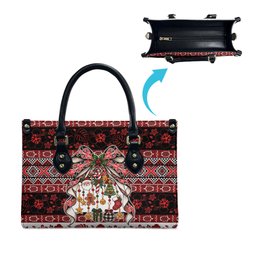 New Zealand Kowhaiwhai Taniko Christmas Bow Leather Bag Meri Kirihimete