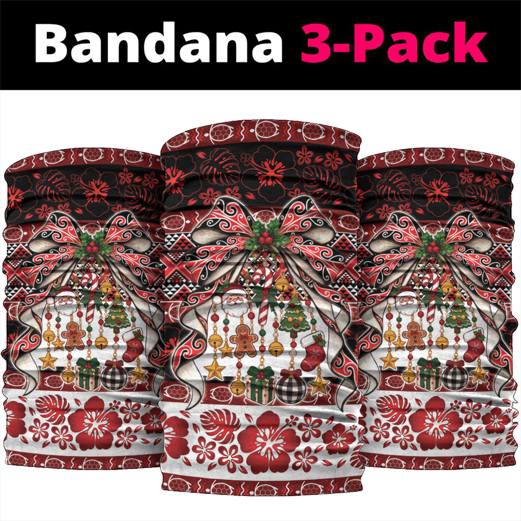 New Zealand Kowhaiwhai Taniko Christmas Bow Neck Gaiter Meri Kirihimete