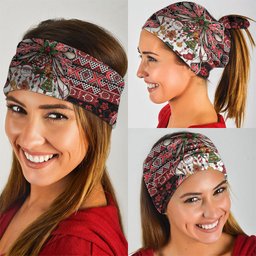 New Zealand Kowhaiwhai Taniko Christmas Bow Neck Gaiter Meri Kirihimete