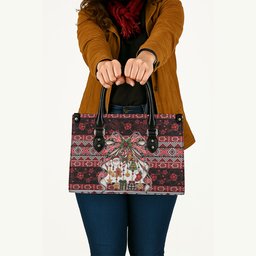 New Zealand Kowhaiwhai Taniko Christmas Bow Leather Bag Meri Kirihimete
