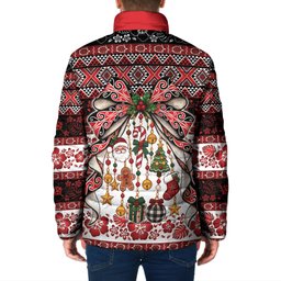 New Zealand Kowhaiwhai Taniko Christmas Bow Padded Jacket Meri Kirihimete