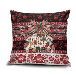New Zealand Kowhaiwhai Taniko Christmas Bow Pillow Cover Meri Kirihimete