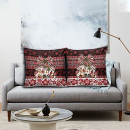 New Zealand Kowhaiwhai Taniko Christmas Bow Pillow Cover Meri Kirihimete